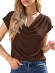 BTFBM Cowl Neck Tops for Women 2026 Summer Womens Tops Dressy Casual Business Bl