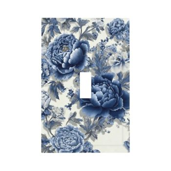 Jszwcy Decorative Light Switch Cover Plate Rococo Blue Peony Big Flower Floral 1