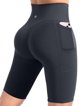 ENERBLOOM Workout Biker Shorts Womens with Pockets High Waist Yoga Gym Running V
