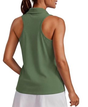 PINSPARK Womens Polo Shirts Racerback Golf Shirt UV Protection Tennis T Shirts V