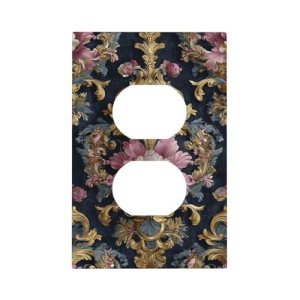 Jszwcy Decorative Outlet Covers Rococo Pink Floral Flower Gold Leaf 1 Gang Duple