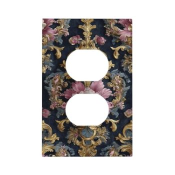 Jszwcy Decorative Outlet Covers Rococo Pink Floral Flower Gold Leaf 1 Gang Duple