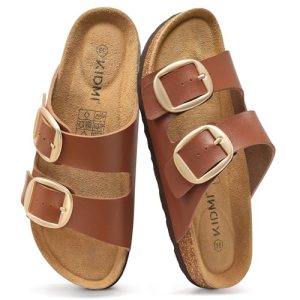 KIDMI Women’s Cork Footbed Slide Sandals Comfortable Arch Support Outdoor Sandal