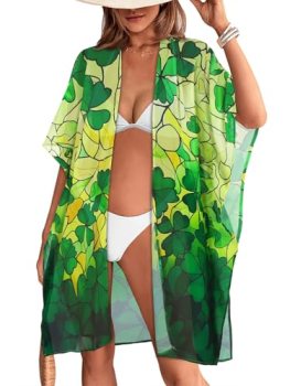 St Patricks Day Womens Swimsuit Coverups Summer Loose Cardigans for Swimwear Bea