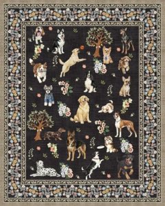 Babovid Black Living Room Rugs, Dogs Area Rugs 5×7 Rug for Bedroom Ultra-Thin So
