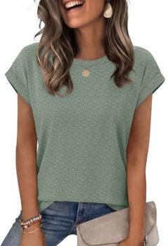 Alaroo Boho Tops for Women Dressy Short Sleeve Blouses Business Casual Outfits S