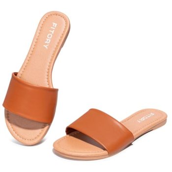 FITORY Women’s Slide Sandals Fashion Round Toe With Classic Single Strap Slipper