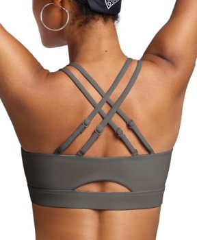 BRXL Padded Sports Bra Push Up Sports Bra Adjustable Spaghetti Strap Light Impac