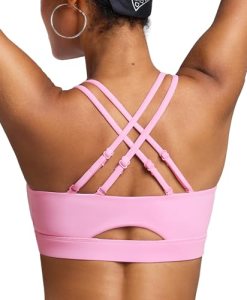 BRXL Plus Size Sports Bra with Sewn in Pads Light Impact Adjustable Spaghetti St