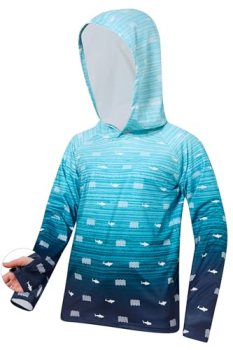 Fishing Shirts for Boys Size 13t Shark Graphic Sun Protection Shirt -Hooded Quic