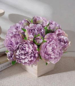 FancyPlus Artificial Hydrangea Flowers Arrangement in Wood Planter
