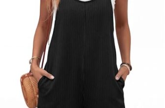 Ekouaer Rompers for Women Casual Loose Sleeveless Overalls Shorts Knit Jumpsuits