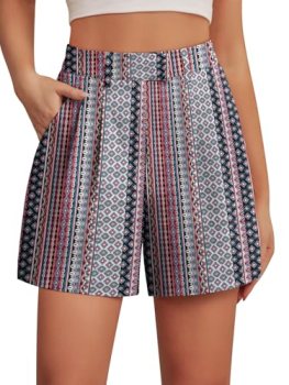 Feiersi Womens Casual Elastic Waist Wide Leg Suit Tailored Shorts Summer Dressy
