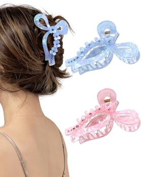 ACECHA 2 Pack Glitter Bow Claw Clip for Women