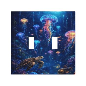 GJKIAP Decorative Light Switch Cover Plate Jellyfish Sea Turtles Under the Sea O