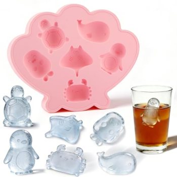 Fu Store Ice Cube Tray Shell Silicone Ice Cube Trays with Cute Marine Life Shape