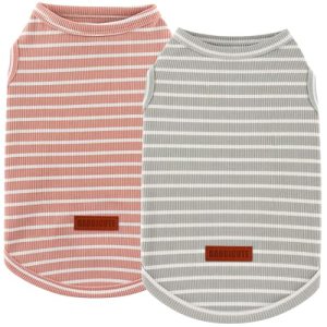 2Pack Dog Shirt Cotton Striped T-Shirts Stretchy Comfortable Pet Vest for Puppy