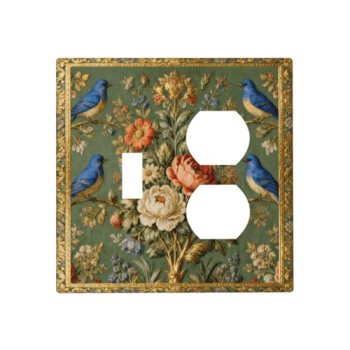 Jszwcy Decorative Outlet Covers Rococo Vintage Floral Hummingbird Motif 2 Gang L