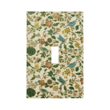 Jszwcy Decorative Light Switch Cover Plate Rustic Beige Leaf Flower Plant Birds
