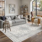 HUGEAR Area Rugs 5×7 Machine Washable Vintage Grey Living Room Bedroom Rug Throw