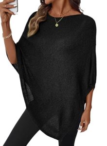 SHEWIN Women’s Tops Casual Sheer Knit Poncho Tops for Women Lightweight See Thro