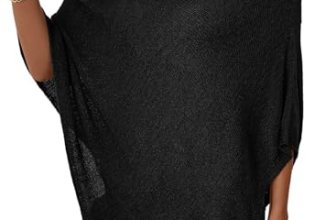 SHEWIN Women’s Tops Casual Sheer Knit Poncho Tops for Women Lightweight See Thro