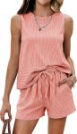 Ekouaer 2 Piece Sets for Women Lounge Sets Summer Outfits Sleeveless Top and Sho