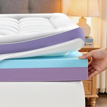 SurChic 5 Inch Dual Layer Memory Foam California King Mattress Topper