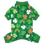 XPUDAC Dog Pajamas St. Patrick’s Day Soft Dog Onesie Shamrock Puppy Clothes Comf