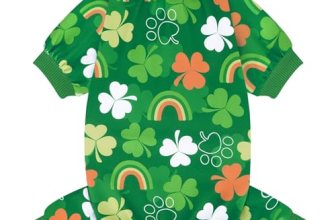 XPUDAC Dog Pajamas St. Patrick’s Day Soft Dog Onesie Shamrock Puppy Clothes Comf
