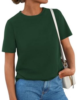 PRETTYGARDEN Womens Short Sleeve Tops Summer 2026 Casual Crewneck Cotton Basic T