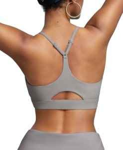 BRXL Womens Sports Bras Y Back Low Impact Sports Bra Adjustable Straps Grey Spor