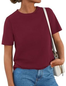 PRETTYGARDEN Womens Short Sleeve Tops Summer 2026 Casual Crewneck Cotton Basic T