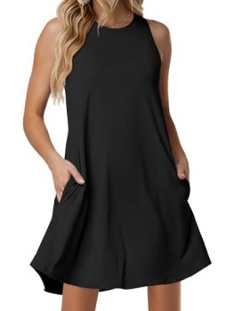 ANRABESS Women Summer Dress Built in Bra 2026 Casual Sleeveless Beach Sundress F