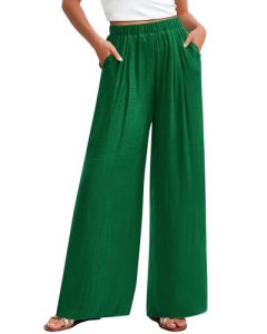 KIRUNDO Flowy Pants for Women Summer 2026 Wide Leg Palazzo Pants Elastic Waist L