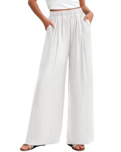 KIRUNDO Flowy Pants for Women Summer 2026 Wide Leg Palazzo Pants Elastic Waist L
