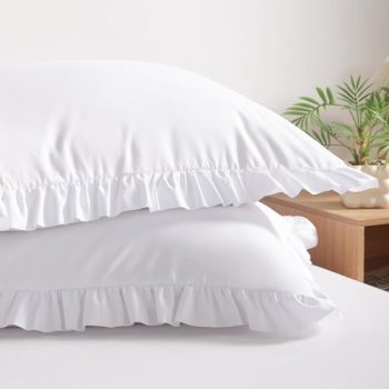 BEDSUM Ruffled Pillow Shams Standard 20×26 Set of 2