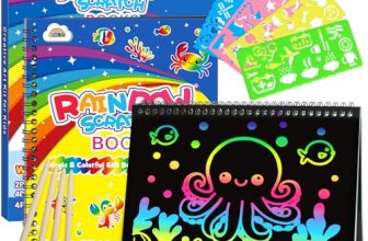 ZMLM Scratch Paper Art-Crafts Gift: 2 Pack Rainbow Notebooks Supplies Toys for 3