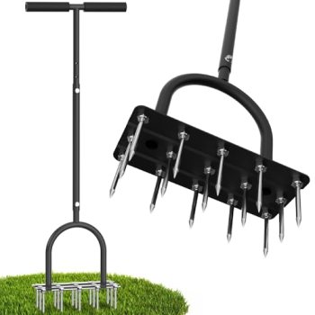 Aerator Lawn Tool Lawn Aerator -Heavy Duty Manual Grass Aerator with 15 Iron Spi