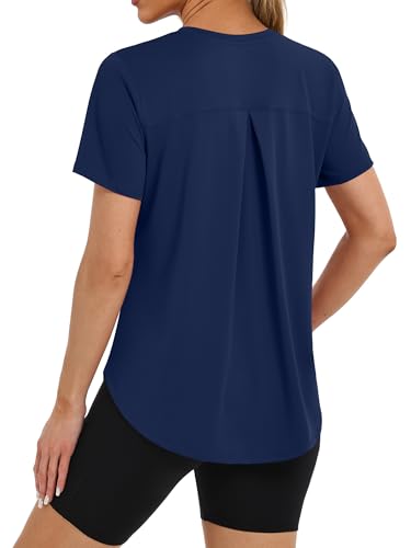 BKRIVE Summer Tops for Women Short Sleeve Lightweight UPF 50+ Pilates Outdoors A