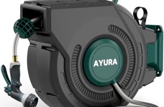 AYURA Retractable Garden Hose Reel 100 ft x 1/2 inch with Pro Metal Shaft