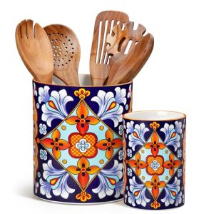 vancasso SIMI Utensil Holder, 7.3″+5.5″ Porcelain Kitchen Utensil Holder for Cou