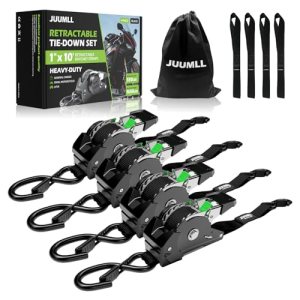 JUUMLL Retractable Ratchet Straps (4-Pack) 1” x 10ft – 1