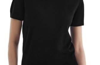 C202 Sweaters for Women Short Sleeve Crew Neck Tops Lightweight Loose Fit Pullov