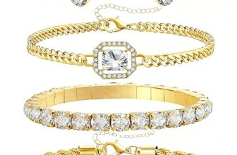 Alegend Bracelets Sets 14K Gold Plated Stackable Bold Twisted Rope