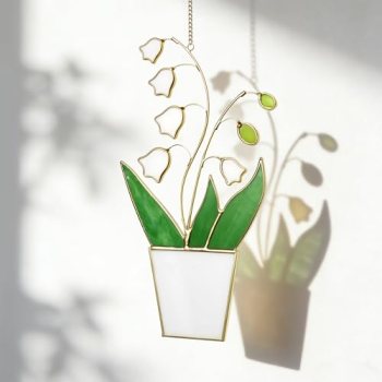 Real Stained Glass Lily of The Valley Suncatcher
