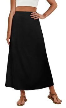 OFEEFAN Black Long Maxi Skirts for Women Flowy Skirt Spring Summer Dresses Casua