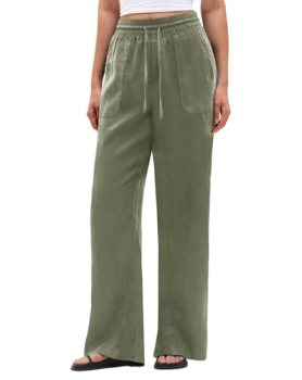 SEMARO Wide Leg Palazzo Pants for Women Casual Drawstring Flowy Beach Linen Trou