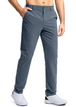 Pudolla Men’s Golf Pants Work Dress Comfy Pants Casual Slacks Trousers with Pock