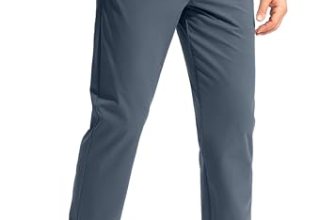 Pudolla Men’s Golf Pants Work Dress Comfy Pants Casual Slacks Trousers with Pock
